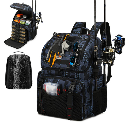 Fishing Backpack Tackle Bag With Rod Holders And Rain Cover - Parry's Picks