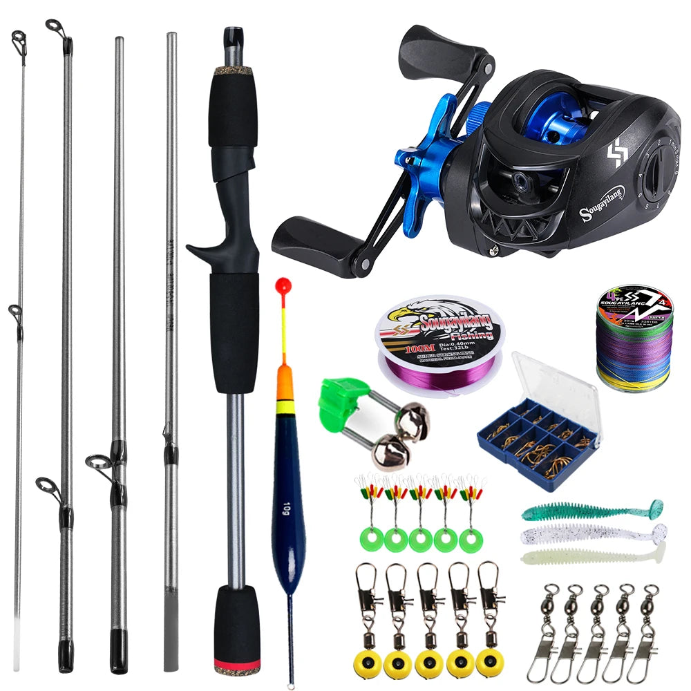 Sougayilang Baitcasting Rod And Reel Full Kit With Aluminum Spool