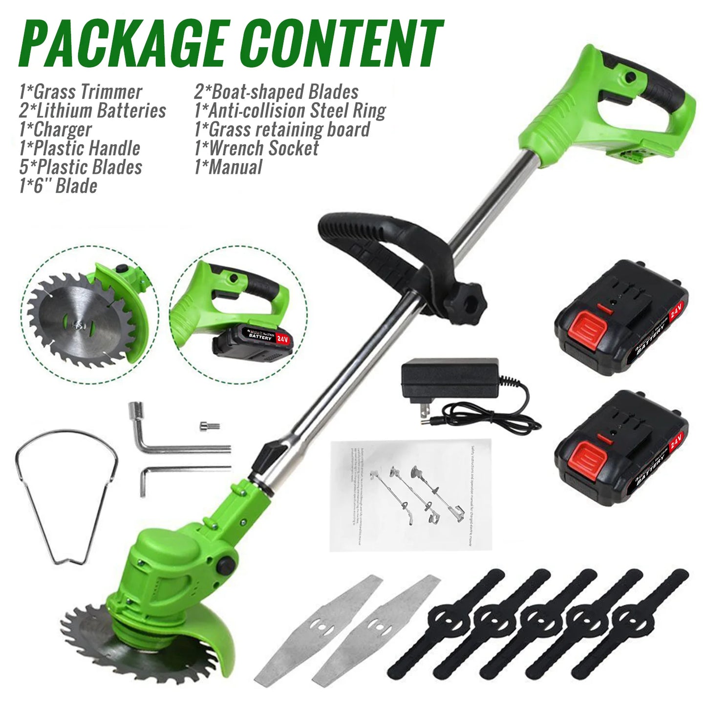 Electric Cordless 2 in 1 Weed Trimmer and Grass Cutter