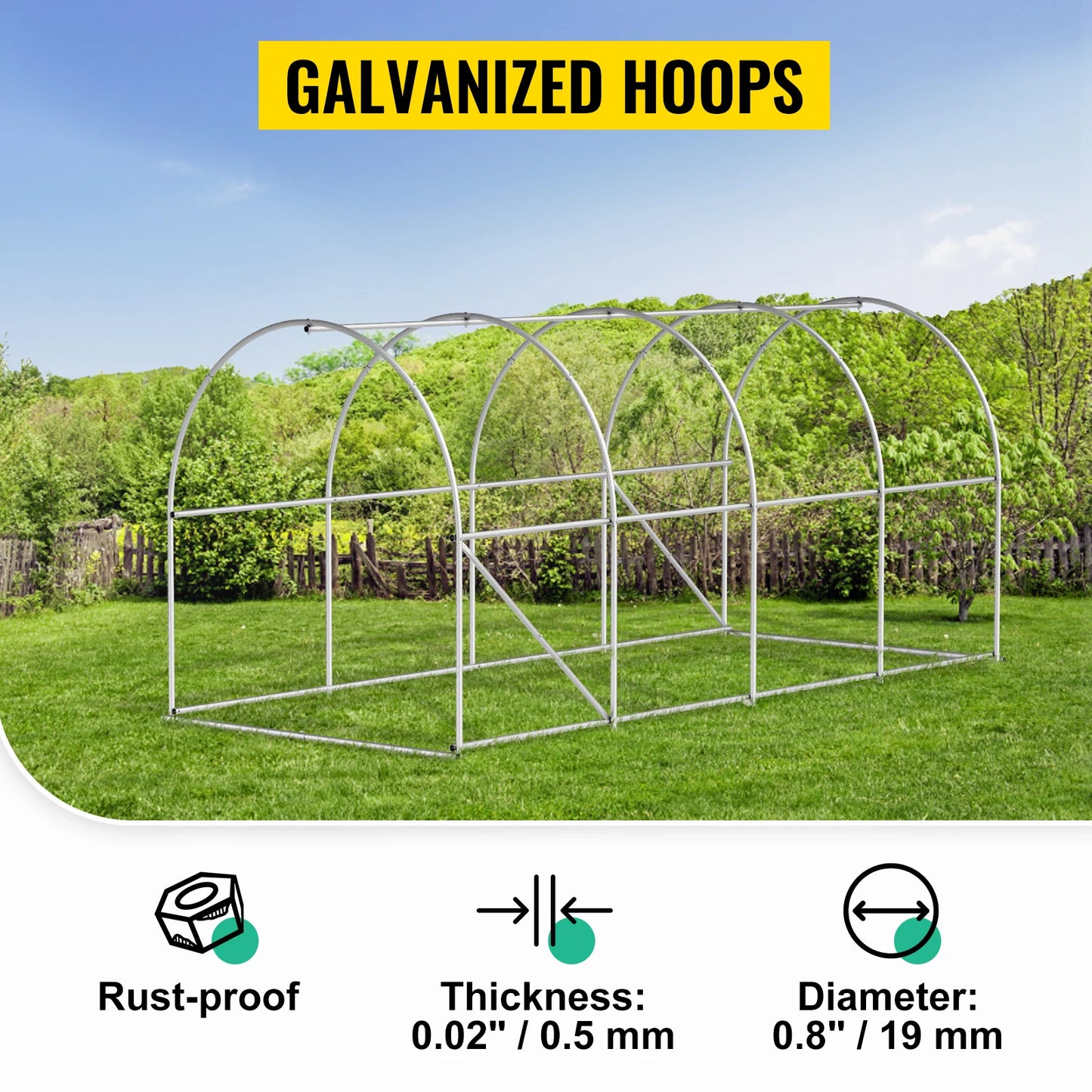 SucceBuy Walk In Tunnel Greenhouse Galvanized Frame With Waterproof Cover