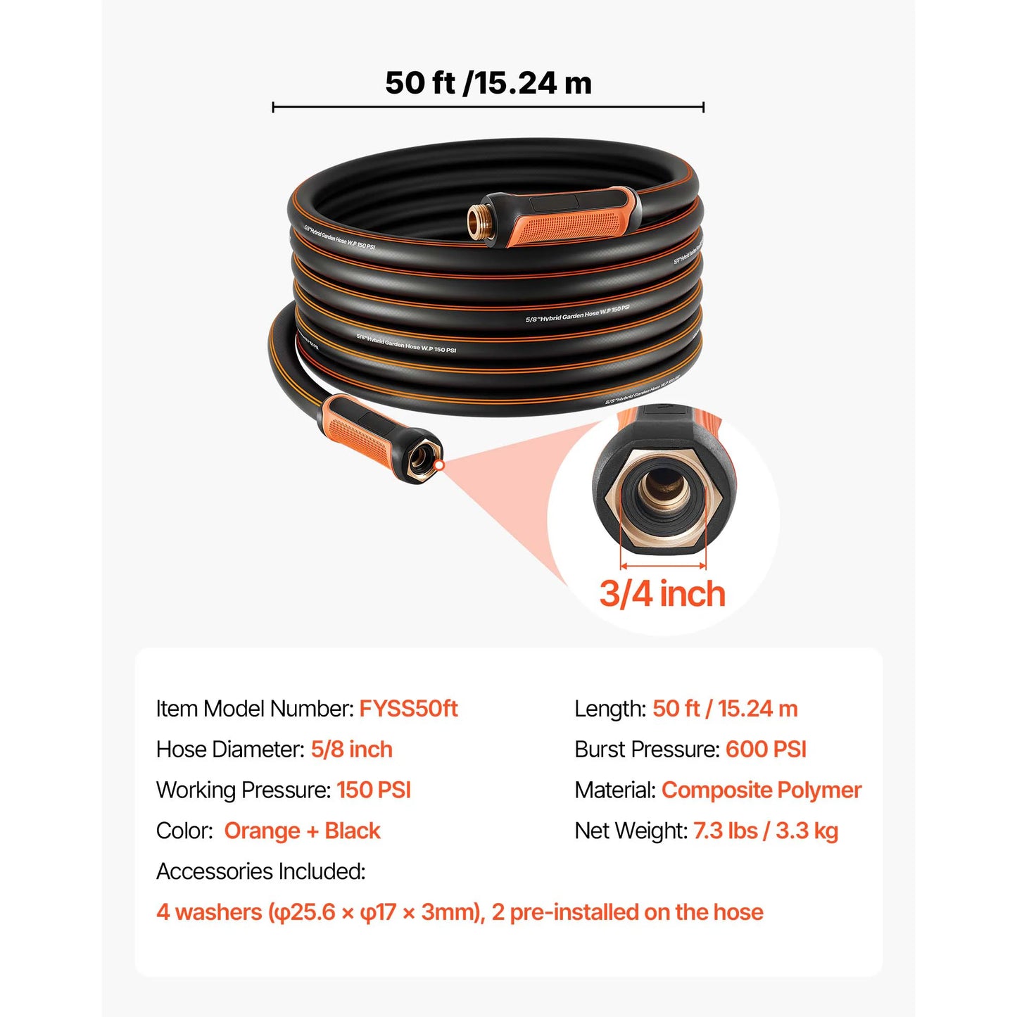 Garden Hose Heavy Duty Flexible Non Kink Outdoor Water Hose Lightweight