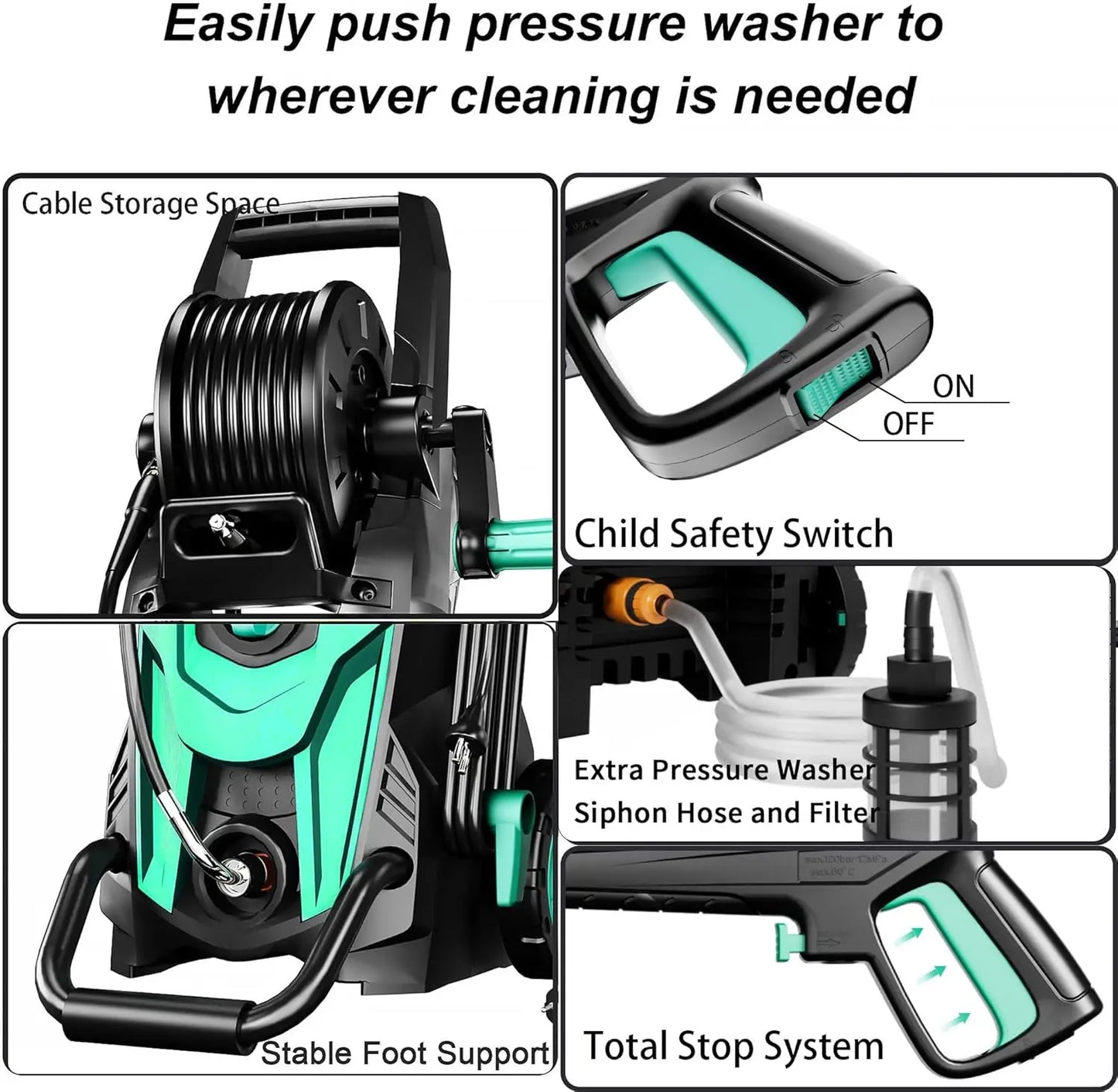 FF FOTING 4500 PSI Electric Pressure Washer With 4 Nozzles