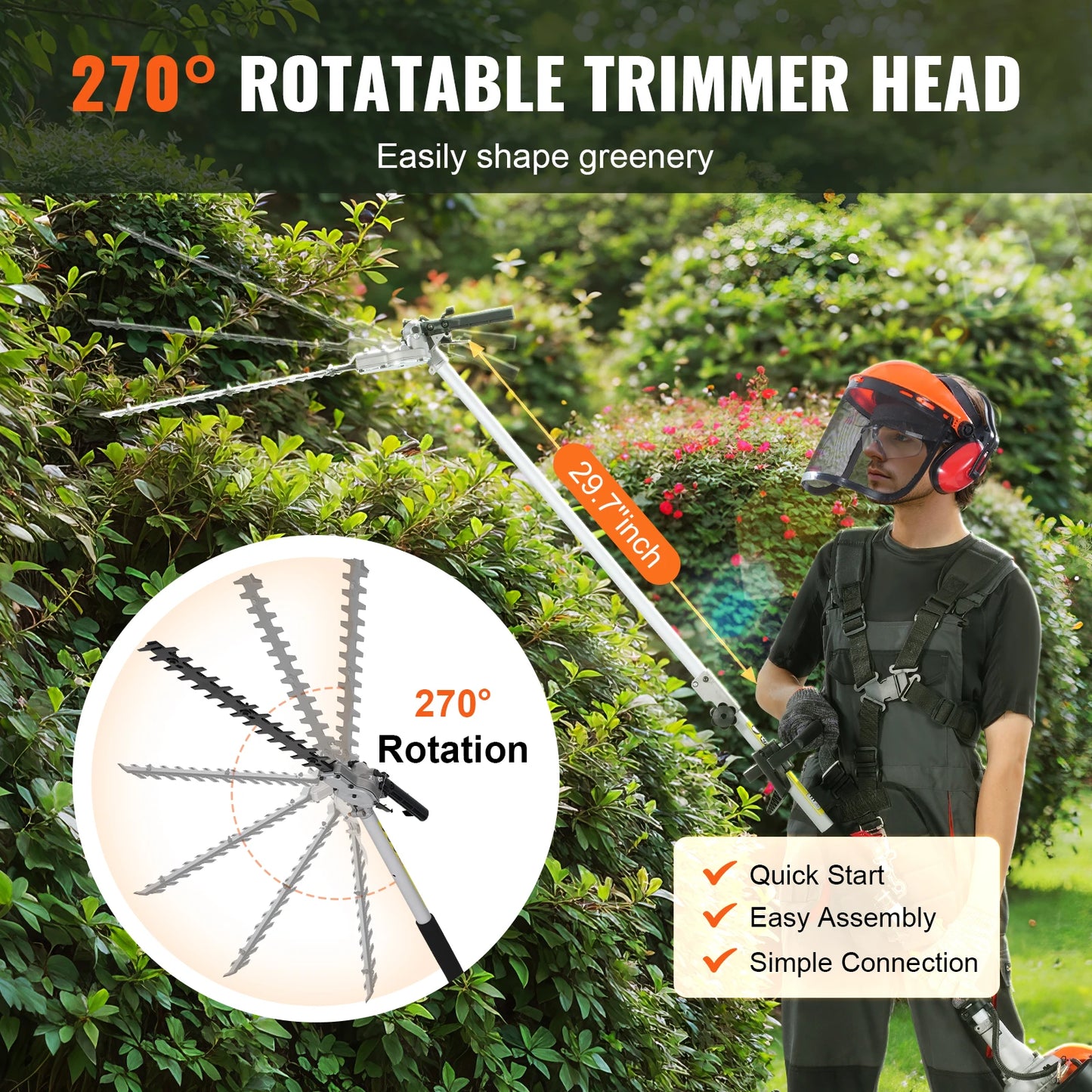 SucceBuy 52cc 6 In 1 Gas Trimming Tool Hedge Trimmer Brush Cutter