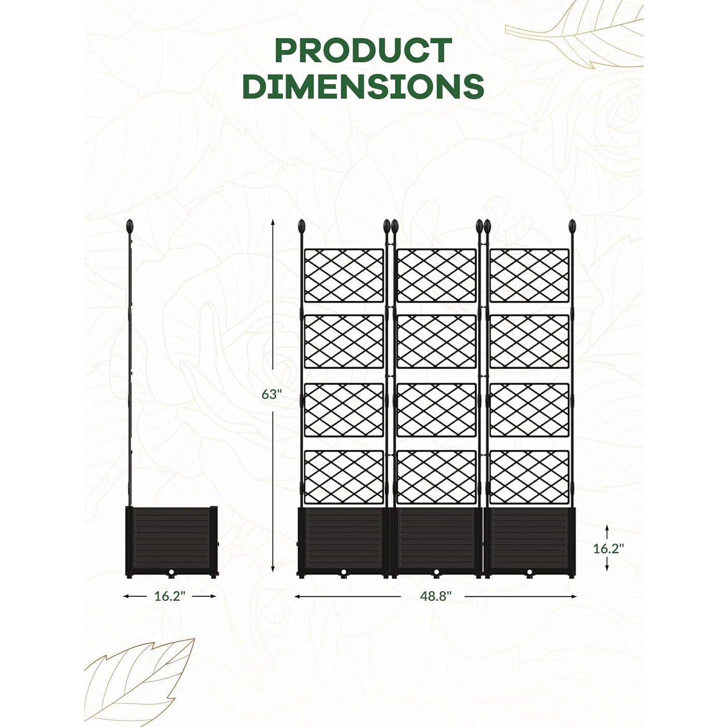 Outdoor Raised Planter Box With Trellis For Climbing Plants And Vegetables