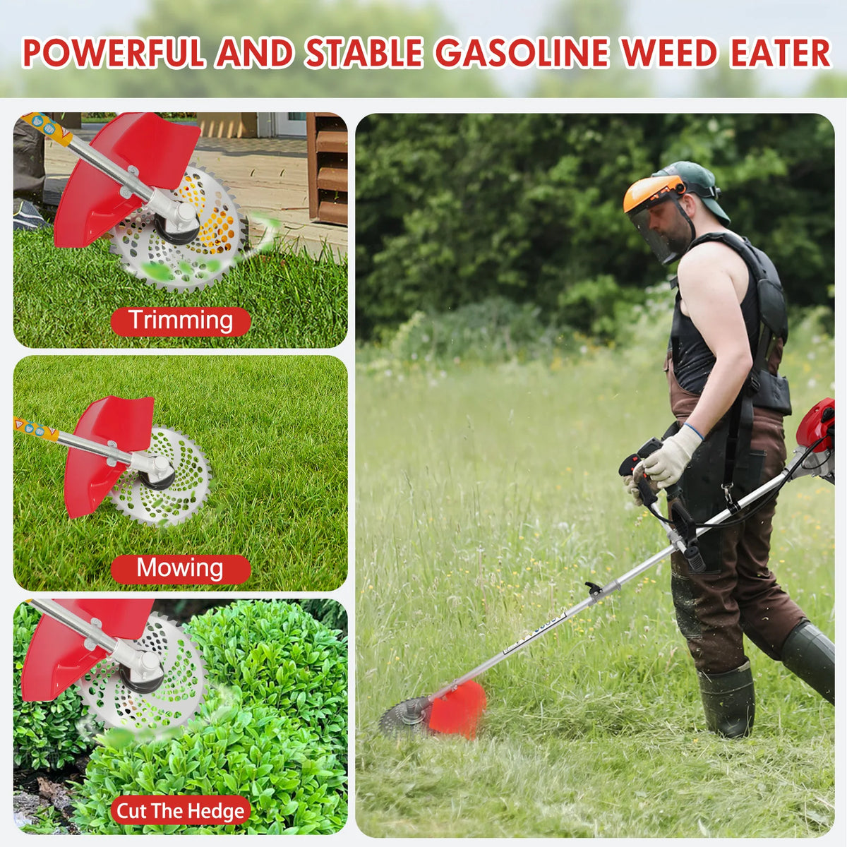 Gas Powered Lawn Mower and Weed Trimmer with Four Attachments - Parry's Picks