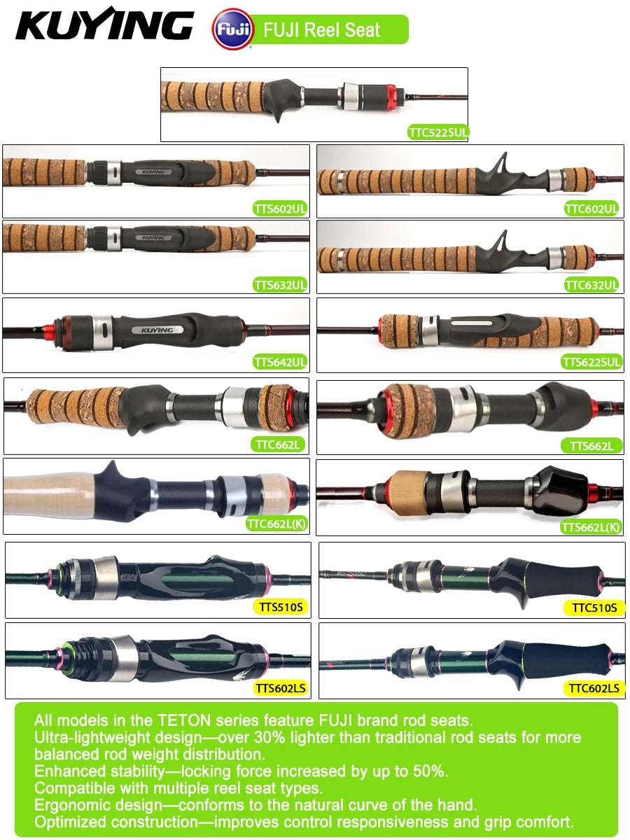 KUYING TETON Spinning Casting Rod Carbon For Lure Fishing