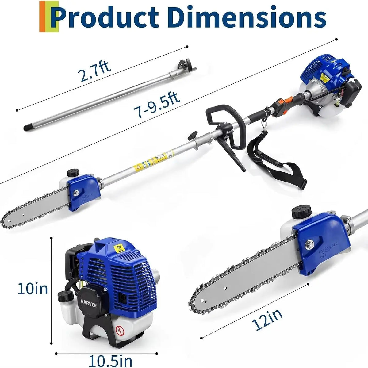 Gas Powered Pole Saw Chainsaw for High Reach Tree Pruning - Parry's Picks
