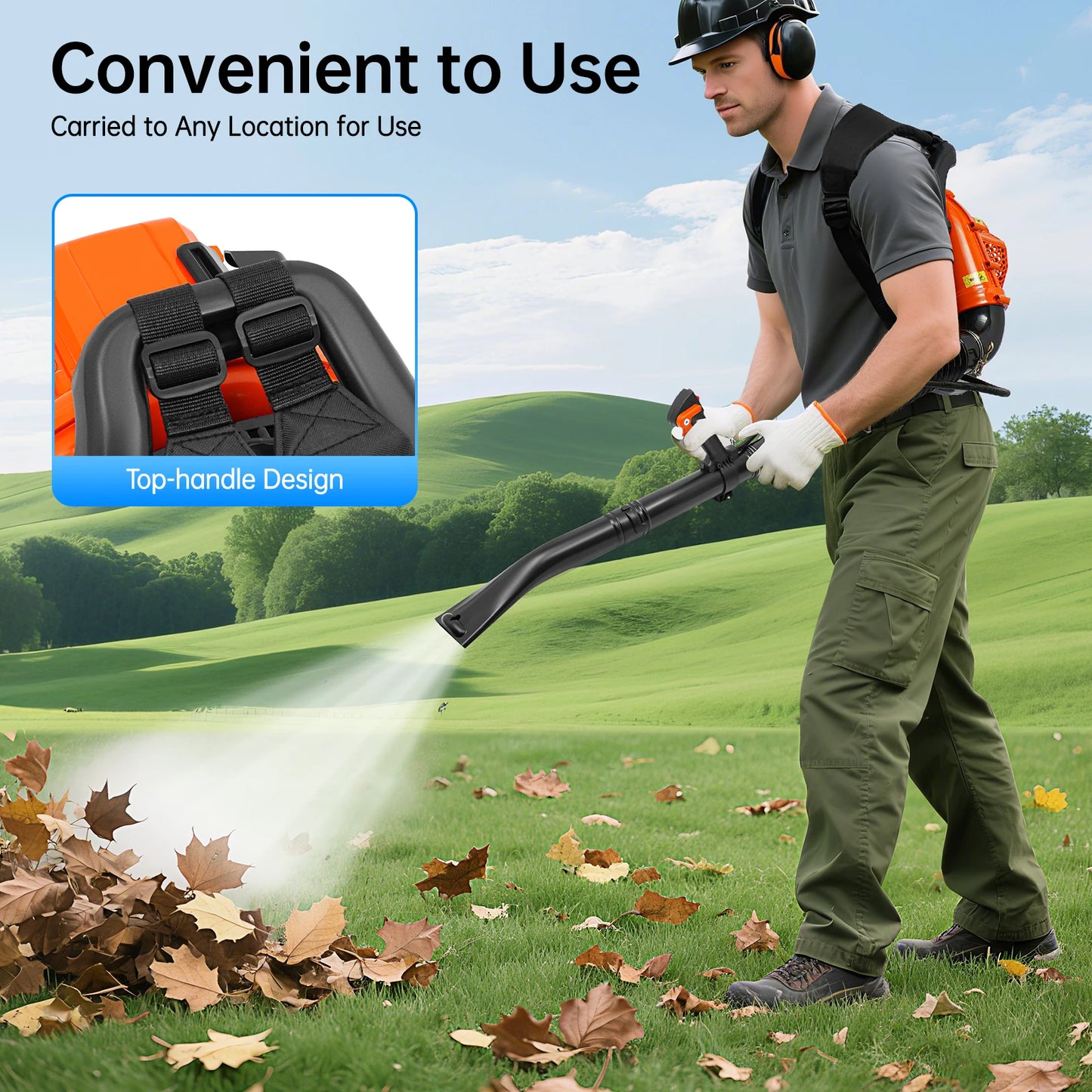 Bymaocar EB808 Backpack Leaf Blower 1.25kW Petrol Garden Blower