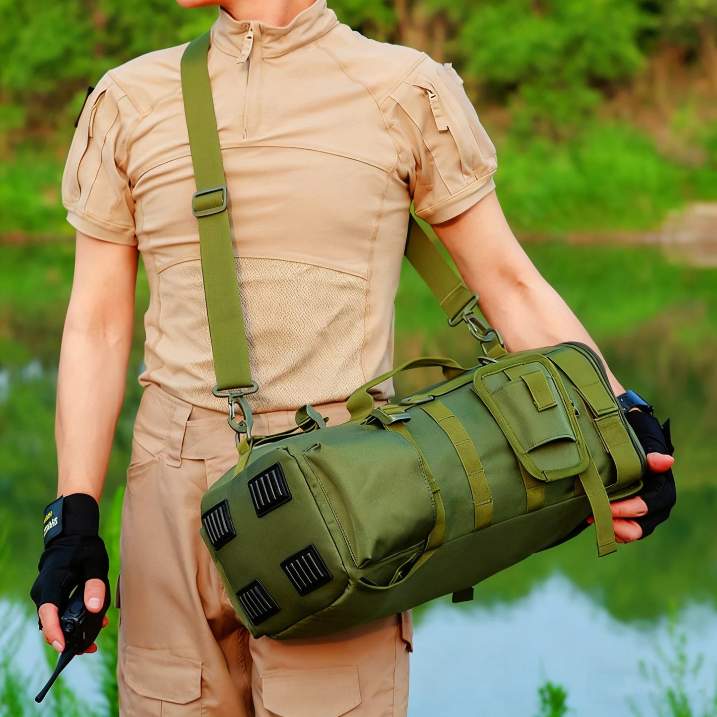 Multifunctional Fishing Backpack Tackle Bag With Rod Holders Waterproof Nylon