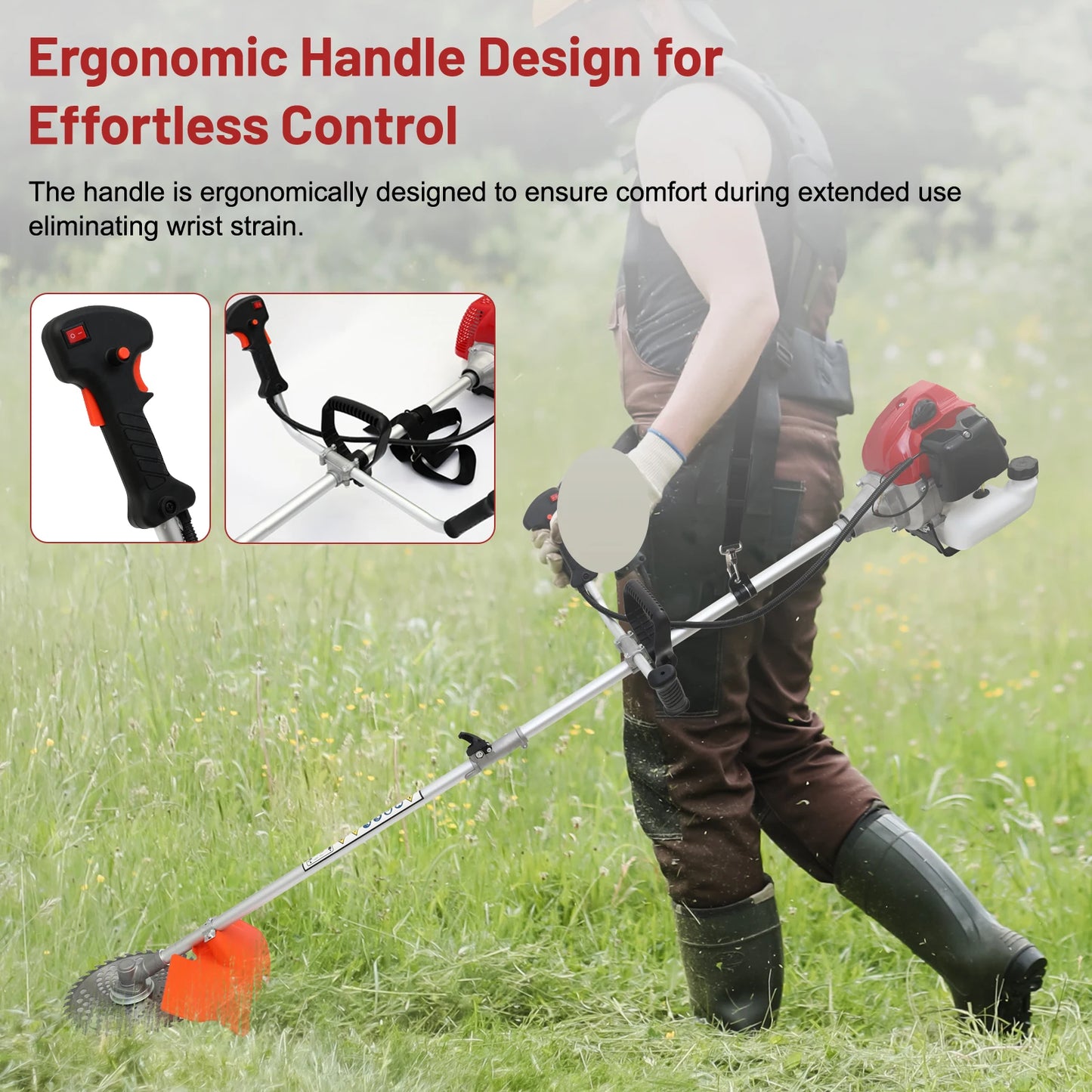 52cc 2-Stroke Gas Lawn Tool With 4 Detachable Trimmer Heads