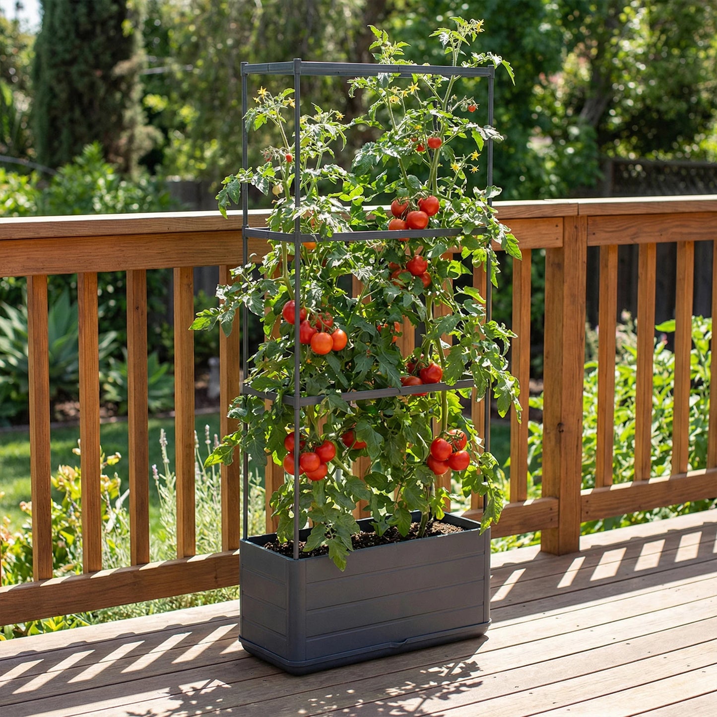 Raised Garden Bed Planter With Trellis Self Watering Plant Support