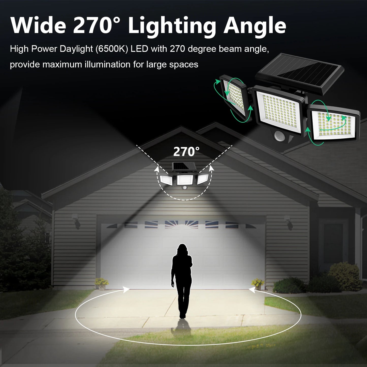 SZRSTH 3 Pack Outdoor Solar Lights Motion Sensor 2800LM