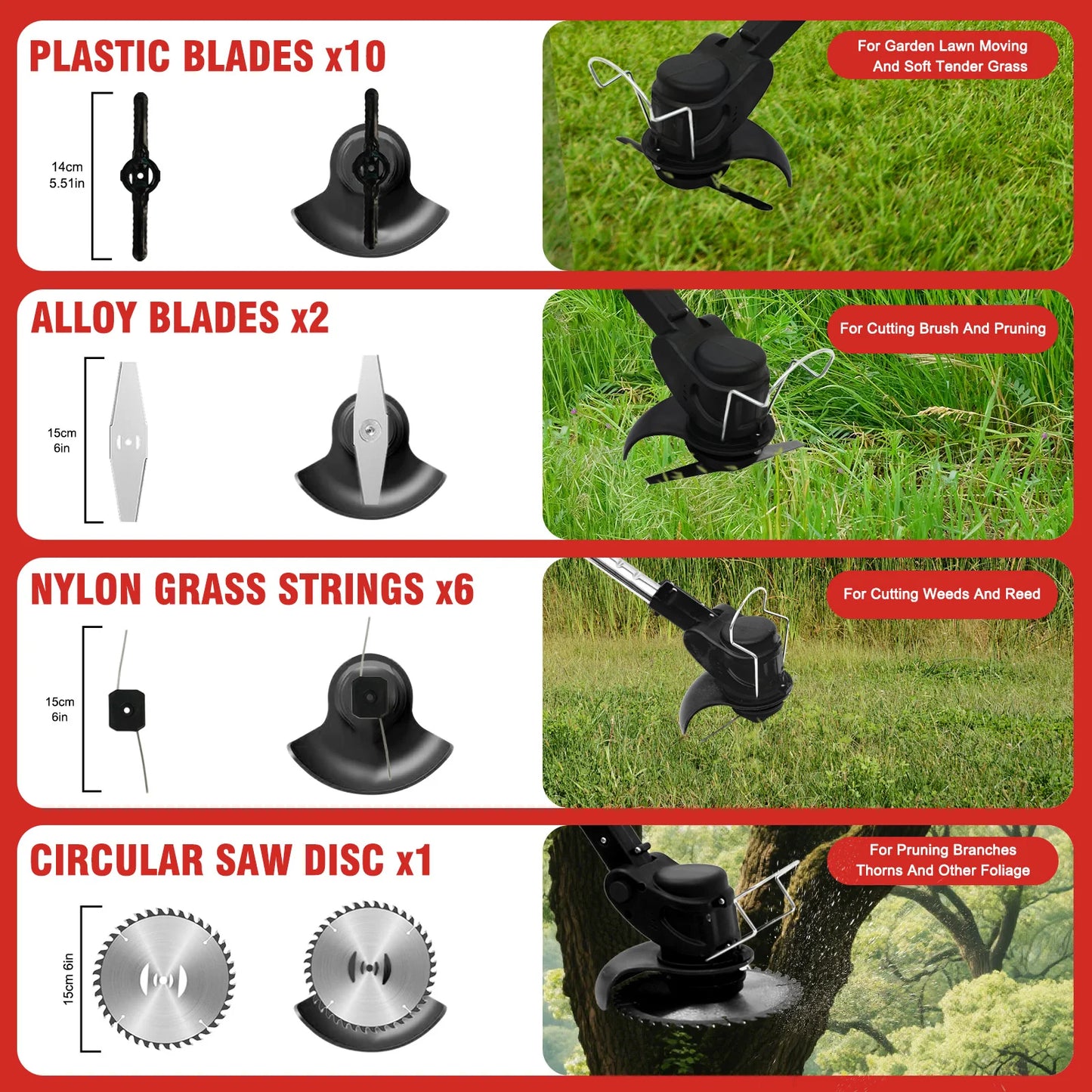 Cordless 21V Electric Lawn Mower Weed Trimmer With Brushless Motor