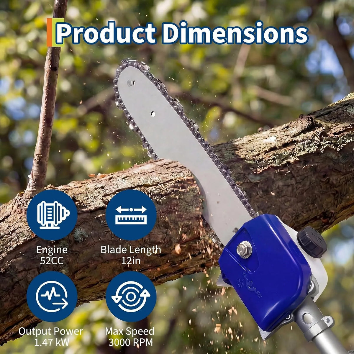 Gas Powered Pole Saw Chainsaw for High Reach Tree Pruning - Parry's Picks