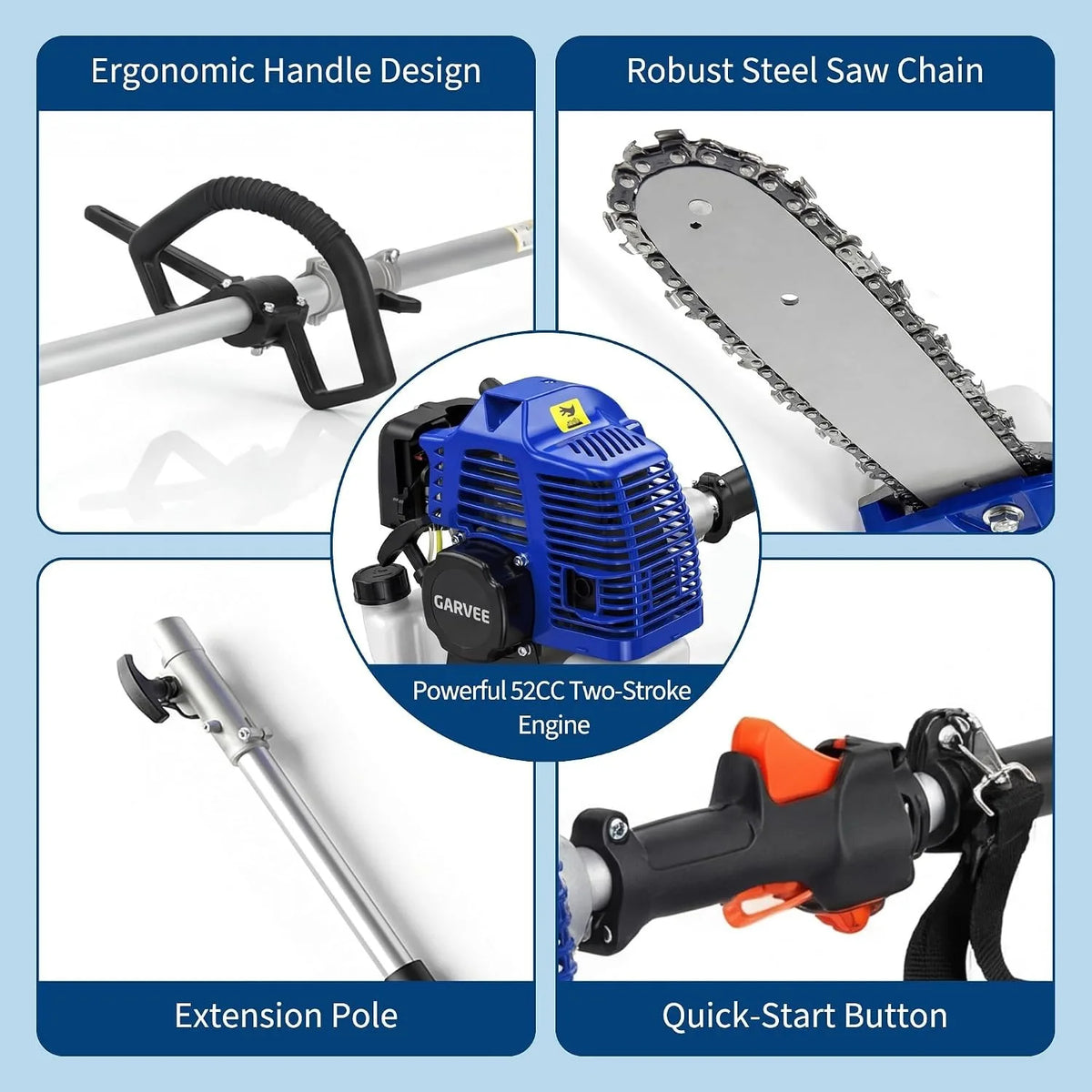 Gas Powered Pole Saw Chainsaw for High Reach Tree Pruning - Parry's Picks