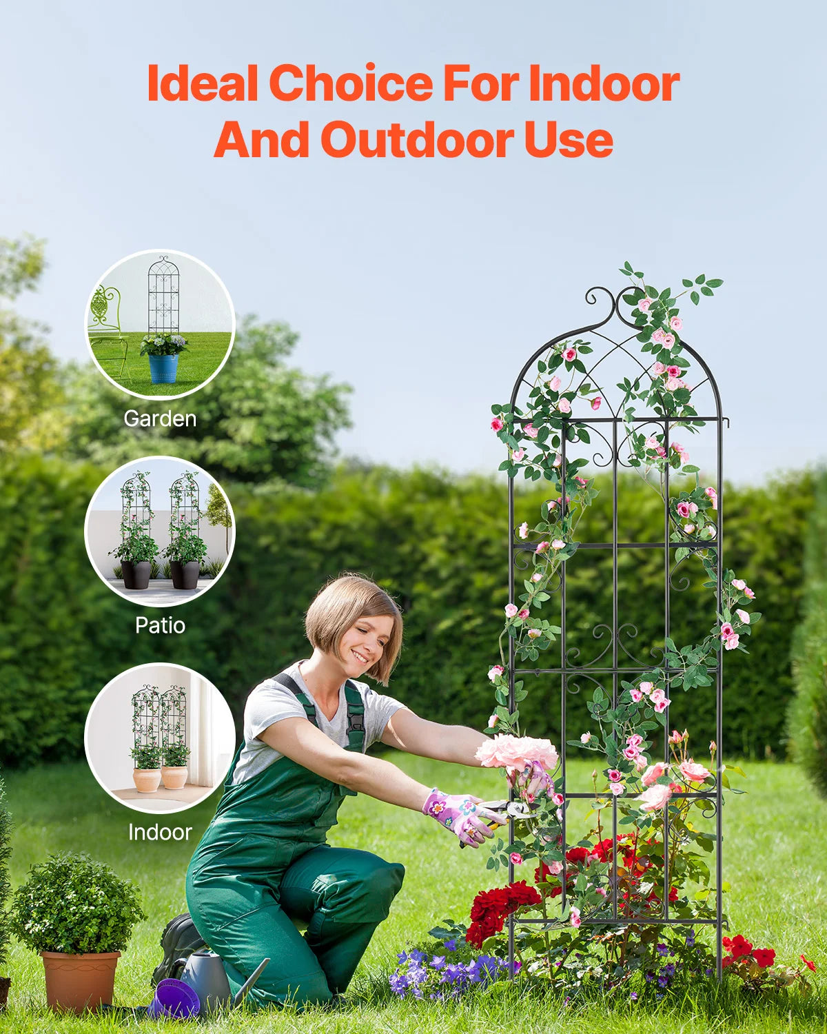 SucceBuy Metal Garden Trellis for Climbing Plants Outdoor Decor