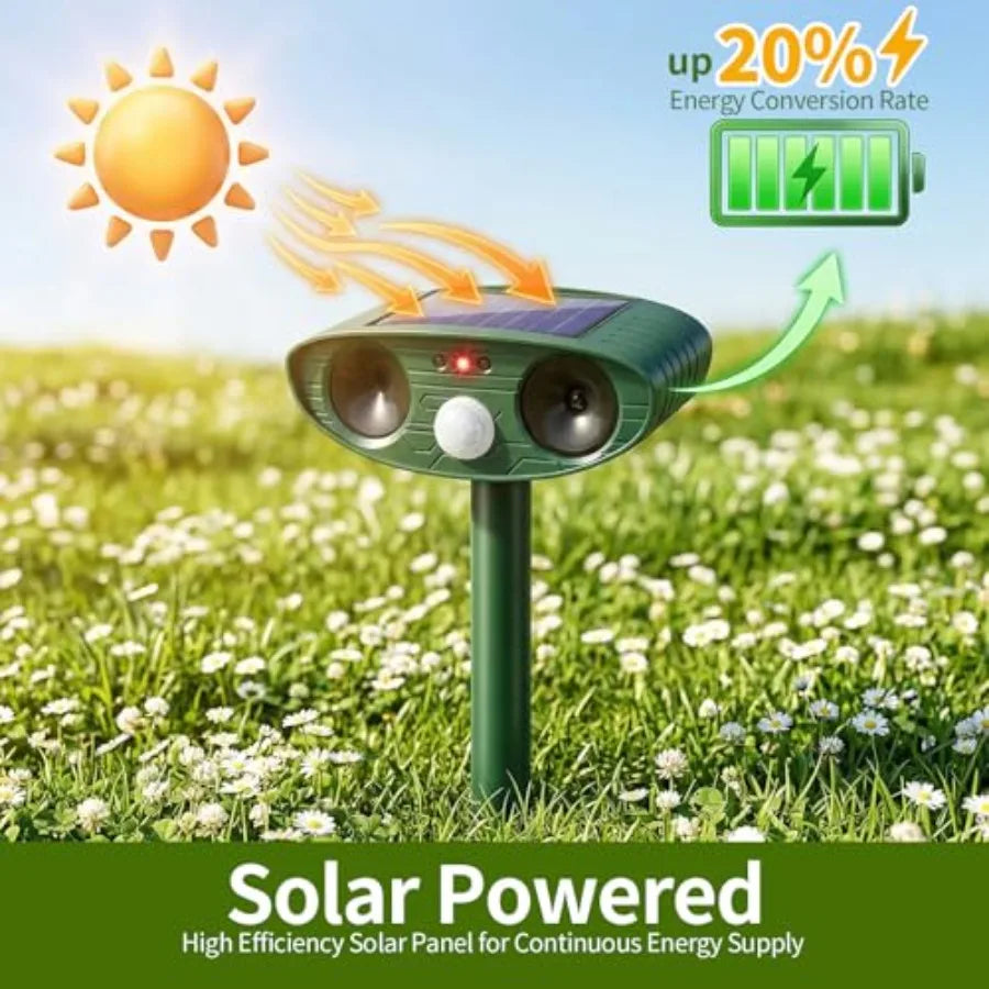 Outdoor Solar Ultrasonic Deer Repellent With Motion Sensor For Gardens