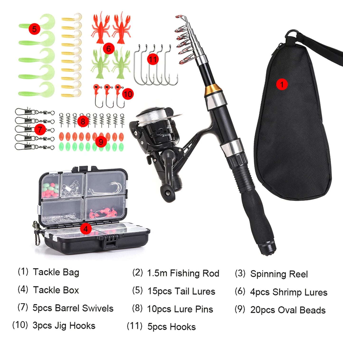 Telescopic Fishing Rod And Reel Combo Full Kit With Lures