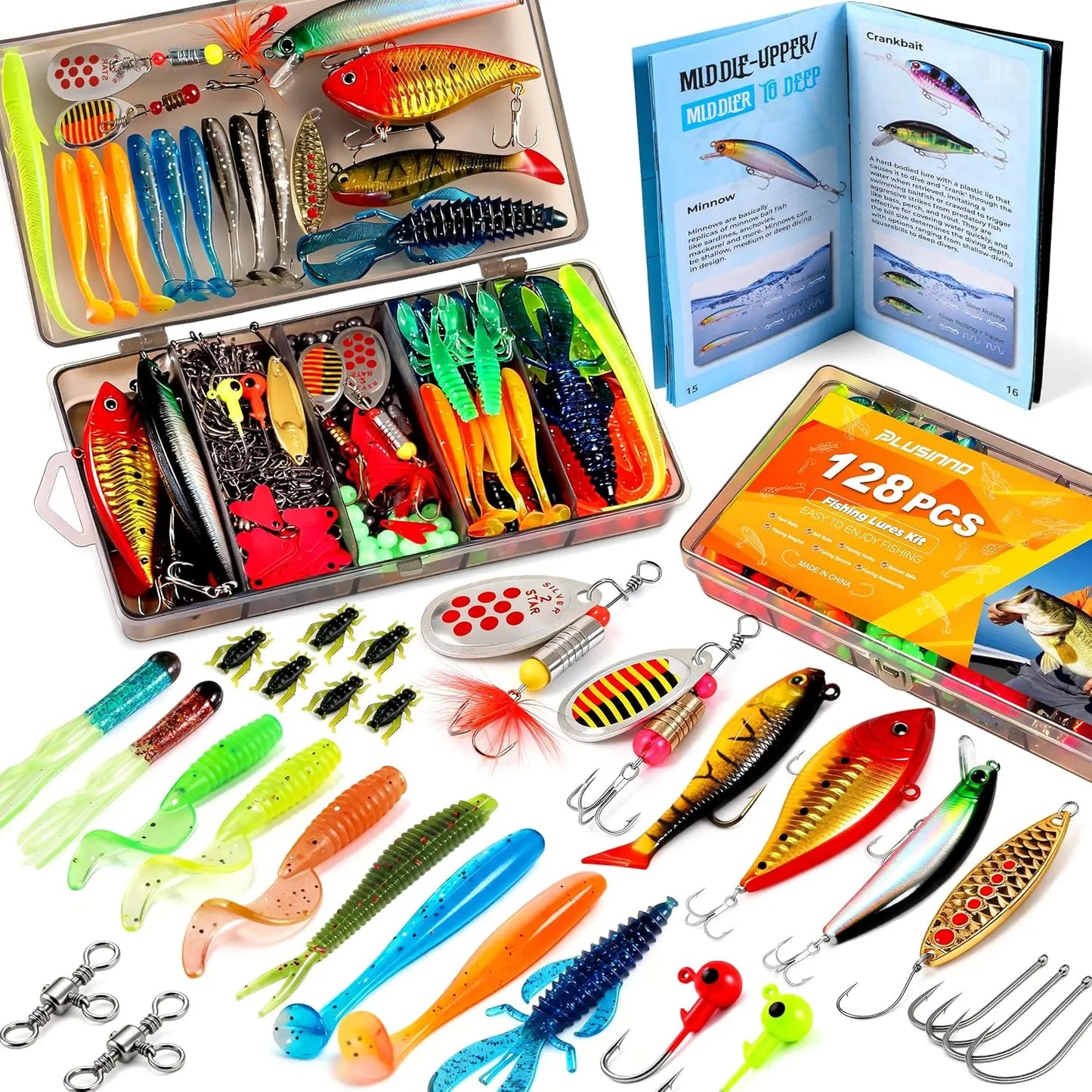All-In-One Fishing Tackle Box Kit With 128 Lures And Accessories For Freshwater
