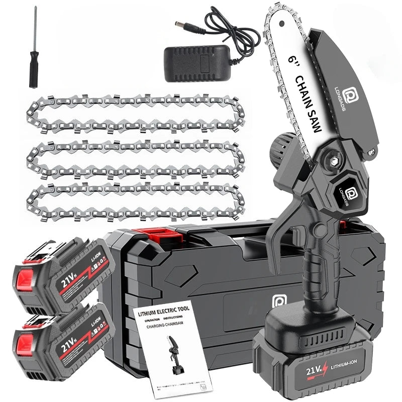 Cordless Mini Chainsaw With Safety Lock For Garden Pruning - Parry's Picks