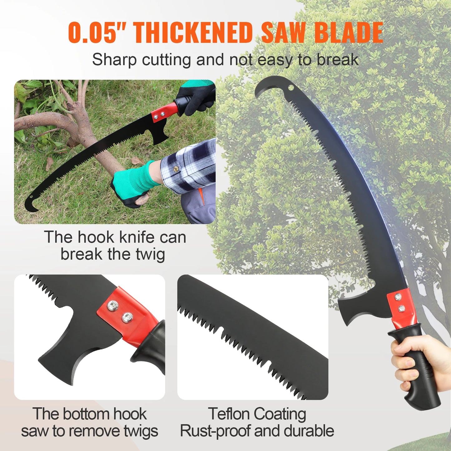 SucceBuy Extendable Manual Pole Saw Pruner For Tree Branches