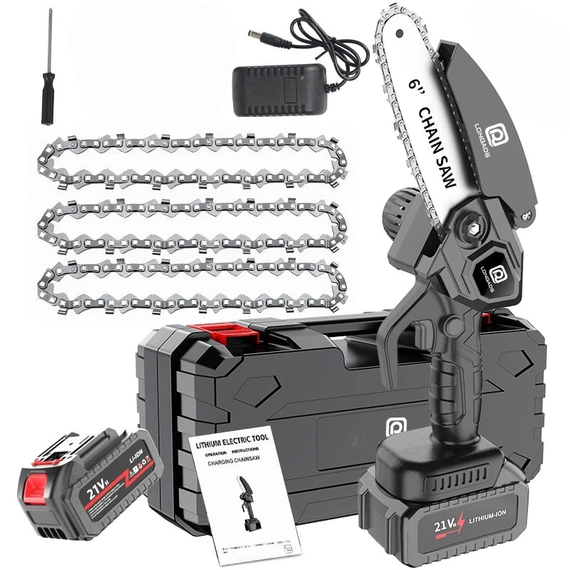 Cordless Mini Chainsaw With Safety Lock For Garden Pruning - Parry's Picks
