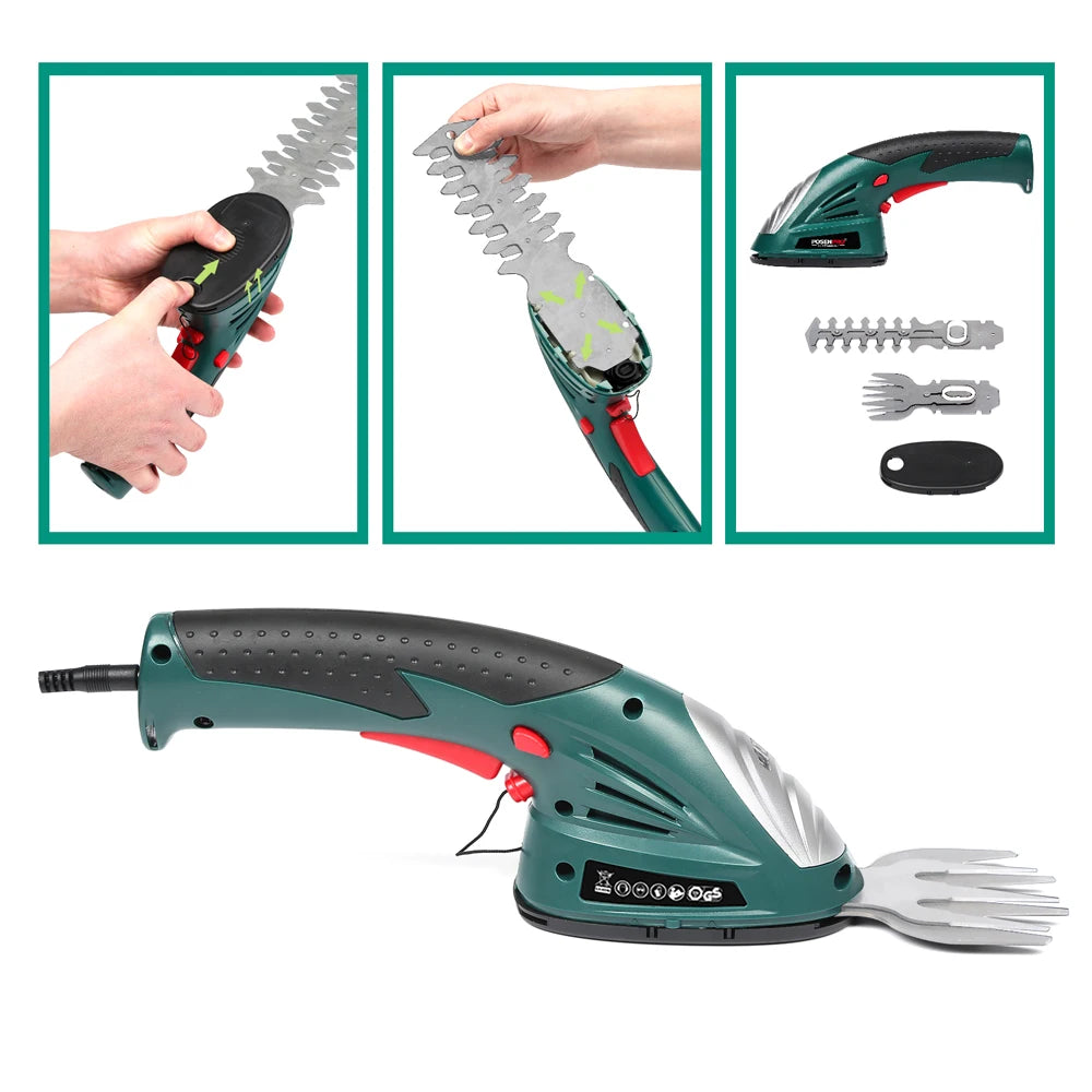 POSENPRO Cordless 7.2V Hedge And Grass Trimmer Shear 2in1