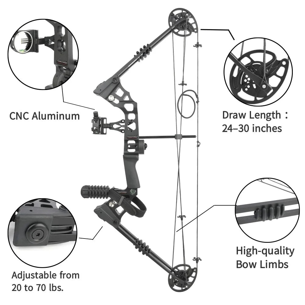 Adjustable Compound Bow Set 20-70 Lb With 500 Carbon Arrows