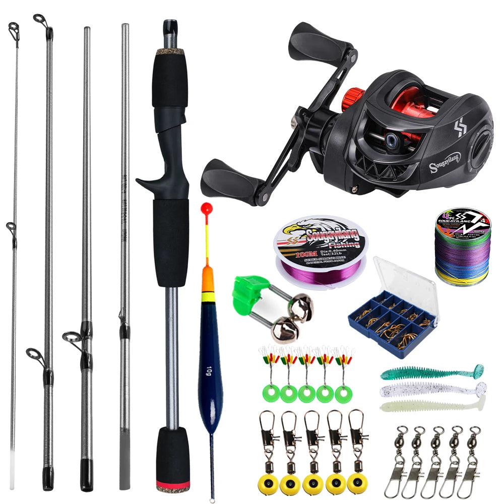 Sougayilang Baitcasting Rod And Reel Full Kit With Aluminum Spool