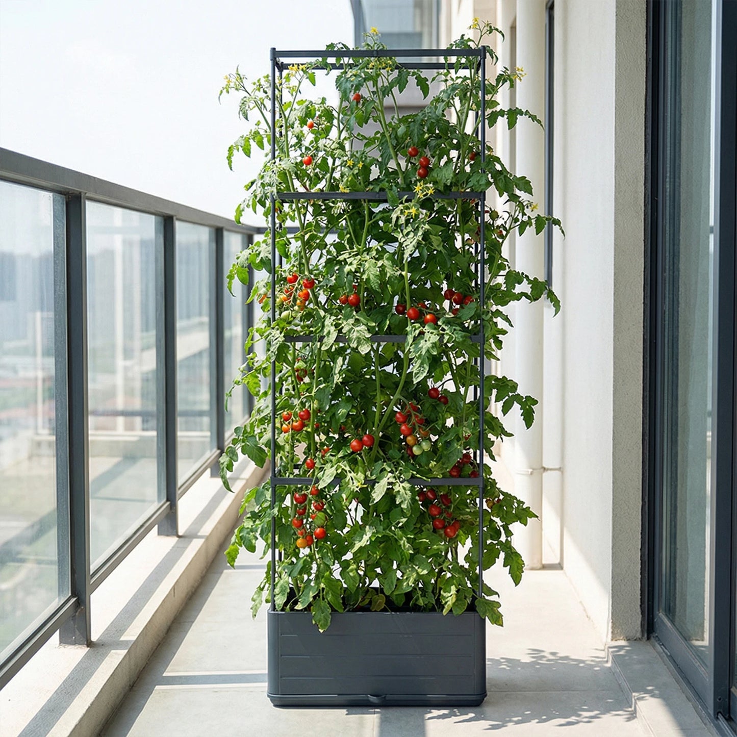 Raised Garden Bed Planter With Trellis Self Watering Plant Support