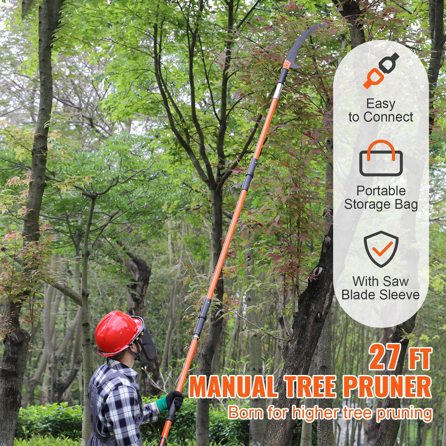SucceBuy Extendable Manual Pole Saw Pruner For Tree Branches