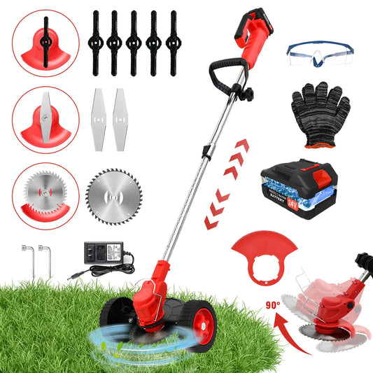 3 In 1 Cordless Grass Trimmer Edger With Wheels 21V Battery Included - Parry's Picks