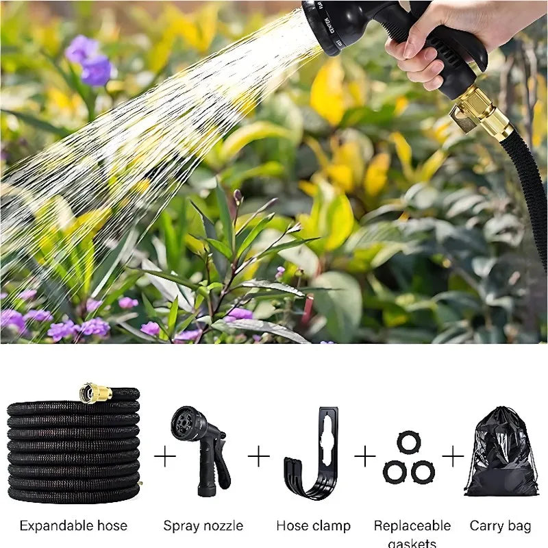 Upgraded Expandable Garden Hose Kit With Flexible Crush Proof Design