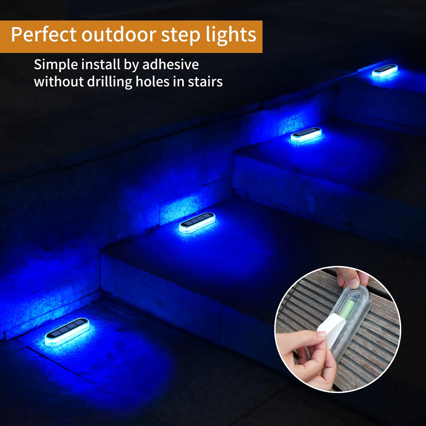 Solar LED Deck Lights 4 Pack IP68 Waterproof Outdoor Garden