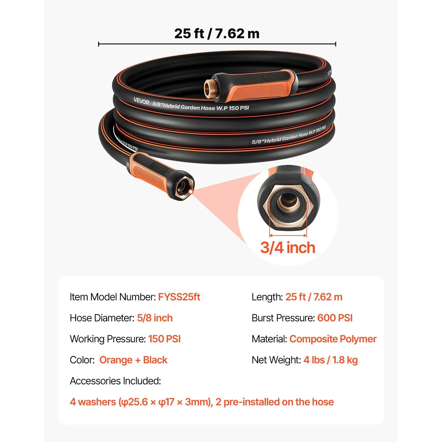 Garden Hose Heavy Duty Flexible Non Kink Outdoor Water Hose Lightweight