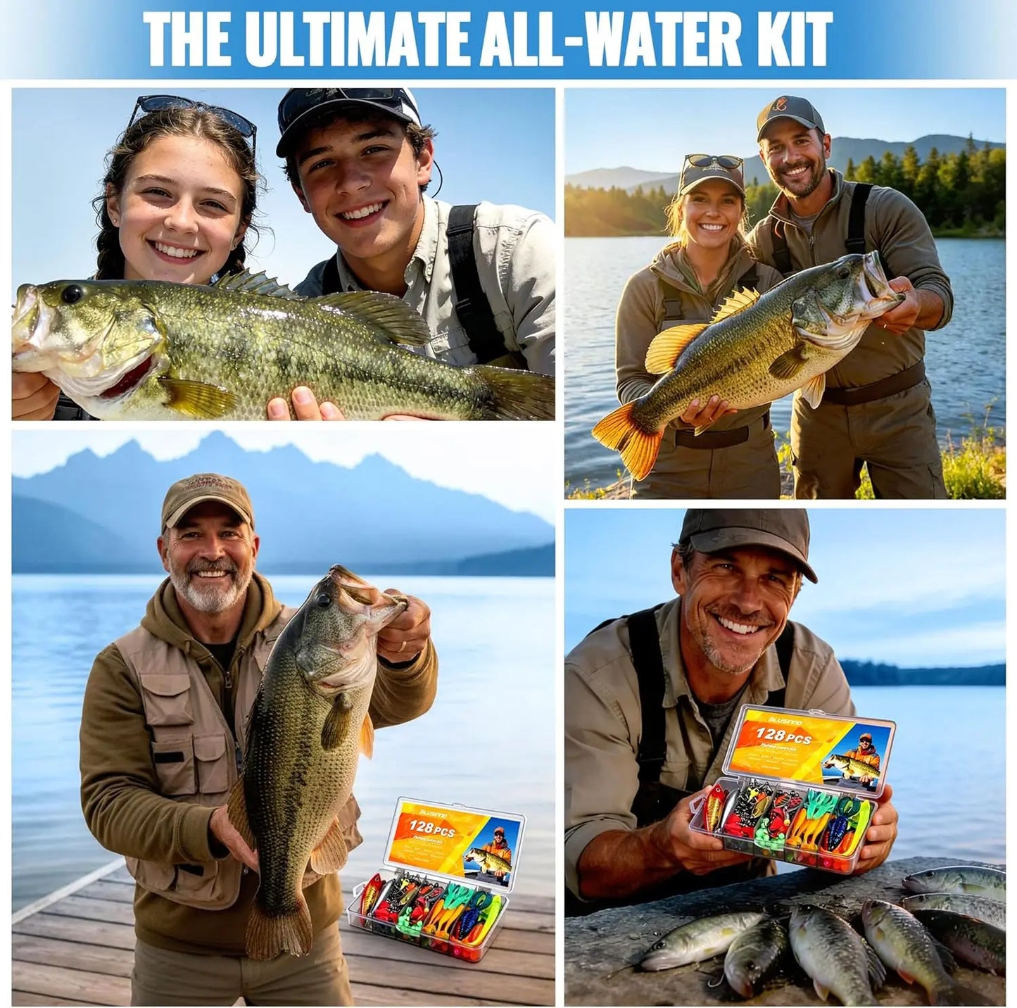 All-In-One Fishing Tackle Box Kit With 128 Lures And Accessories For Freshwater