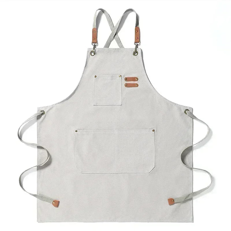 Hebei Canvas Kitchen Apron For Chefs And Restaurant Staff With Cross Back Design