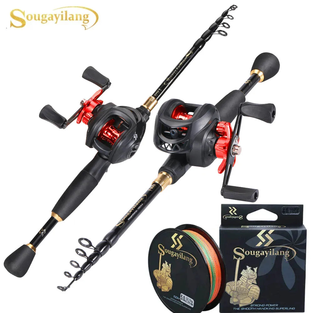 Sougayilang Telescopic Casting Fishing Combo With High Speed Reel