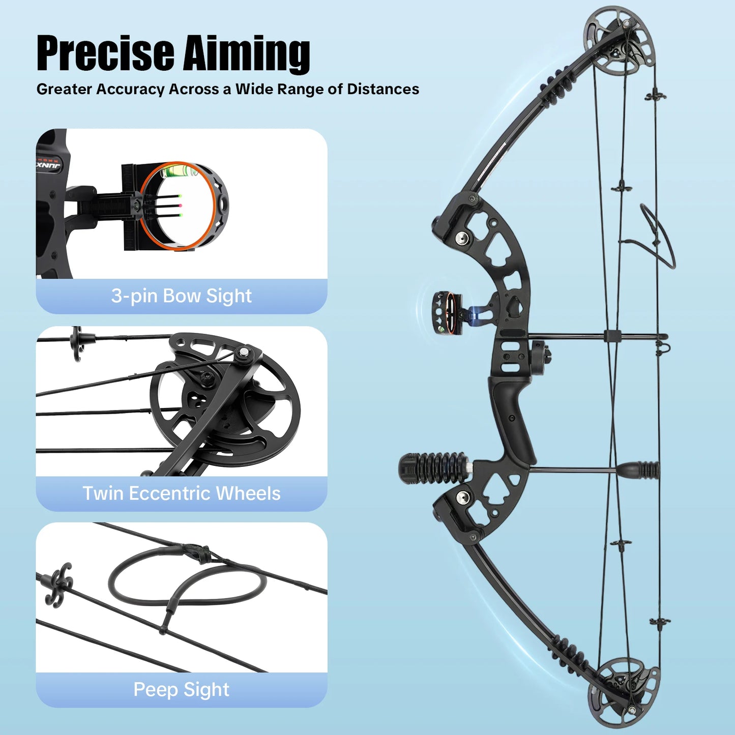 Compound Bow 30 55 Lbs Adjustable Draw Weight 3PinSight