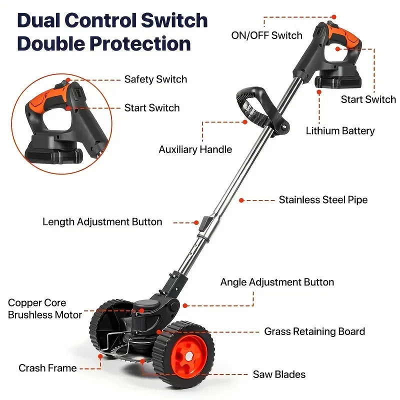 Wireless Portable Weed Trimmer Edger Lawn Care With Dual Batteries