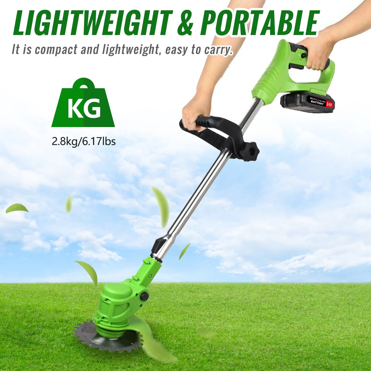 Electric Cordless 2 in 1 Weed Trimmer and Grass Cutter