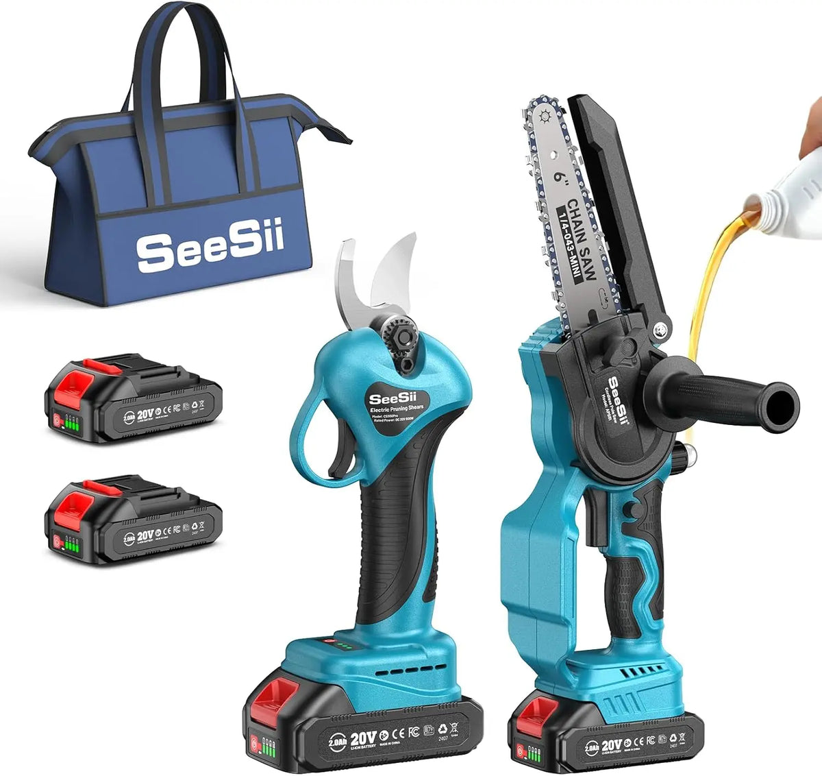 Seesii Cordless Brushless Mini Chainsaw and Pruning Shears Combo - Parry's Picks