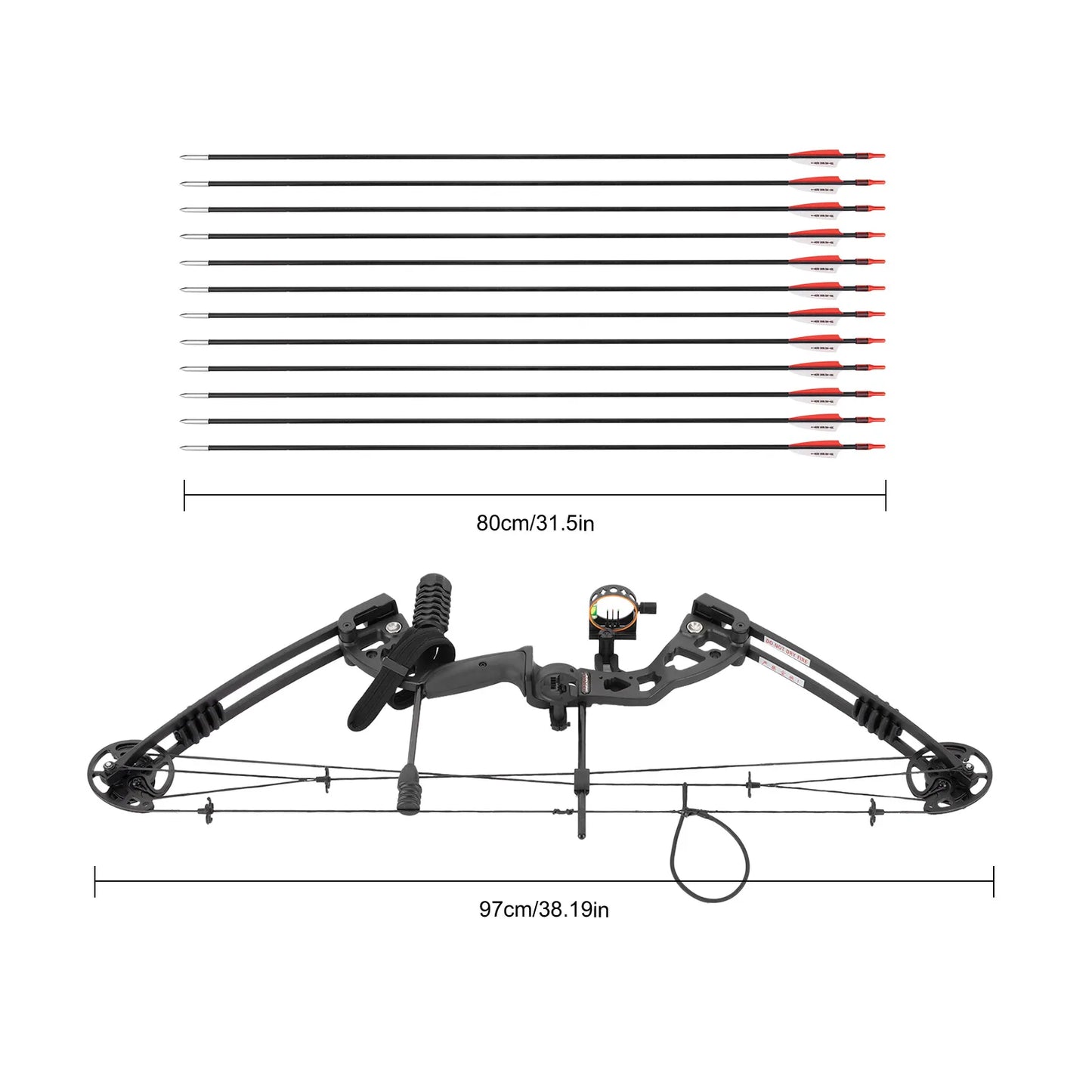 Right Handed Compound Bow Kit With 12 Arrows 30-55lbs