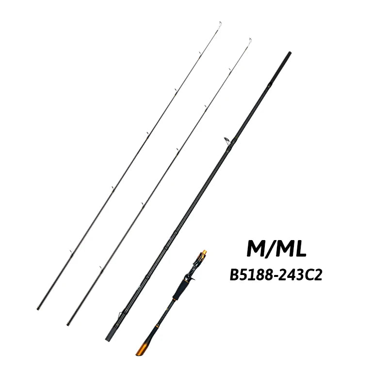 BIUTIFU Carbon Spinning and Casting Fishing Rod with Fuji Guides - Parry's Picks
