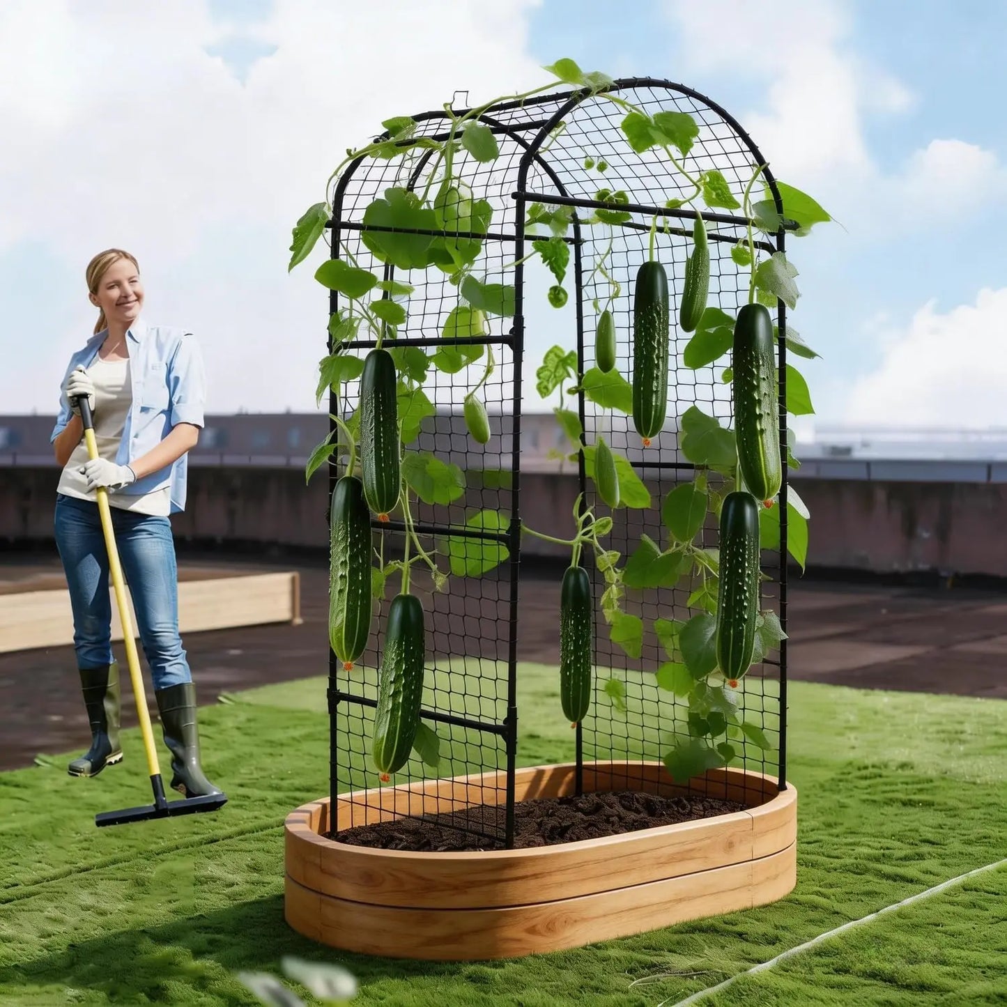 Garden Arch Trellis For Raised Beds Metal Climbing Plant Support