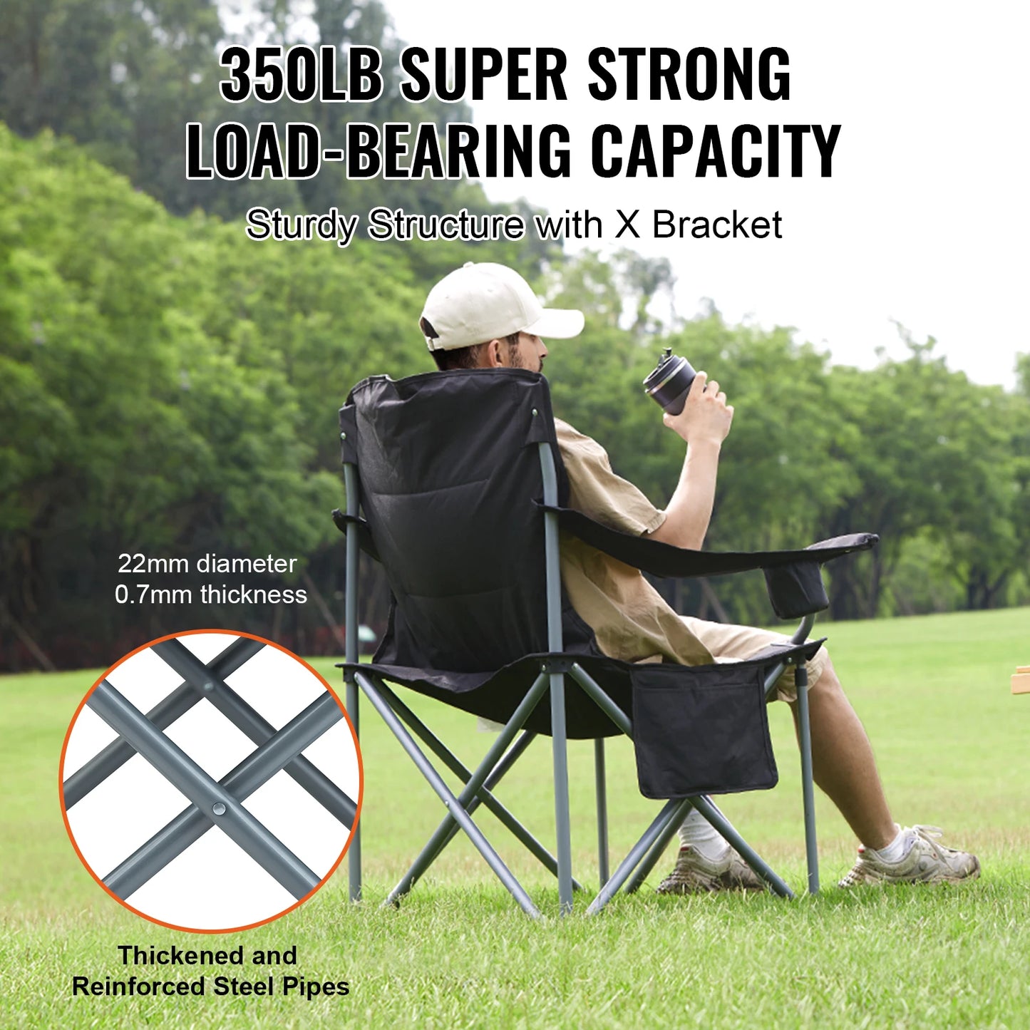 SucceBuy Ultralight Outdoor Camping Chair 350 Lbs Folding Seat