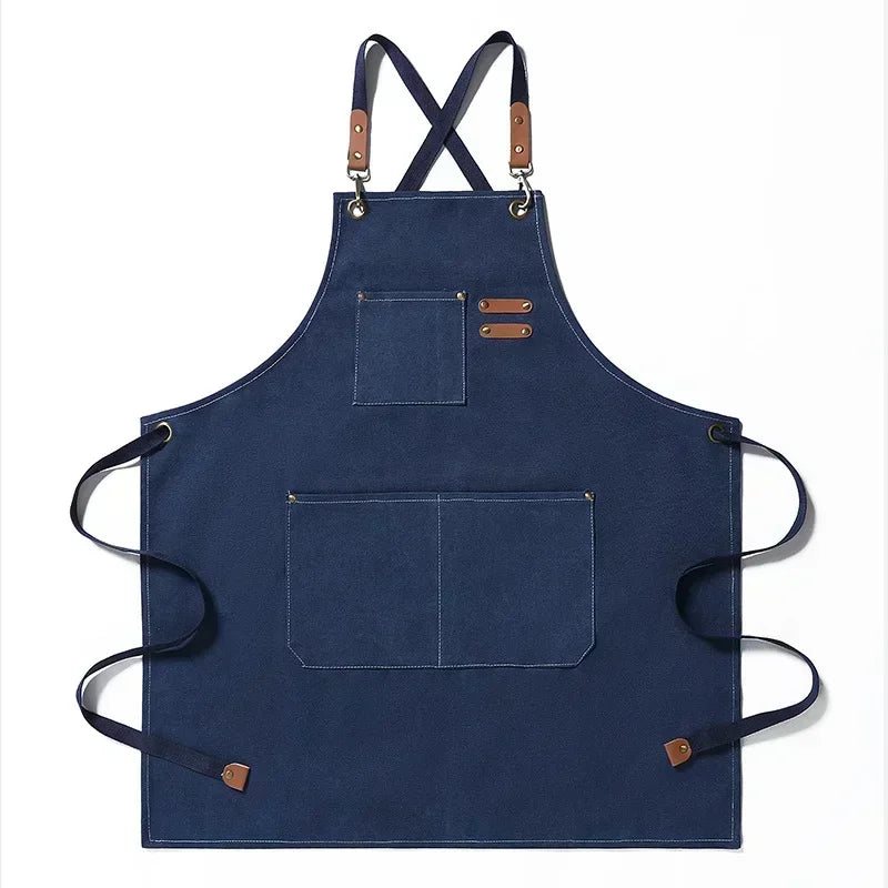 Hebei Canvas Kitchen Apron For Chefs And Restaurant Staff With Cross Back Design