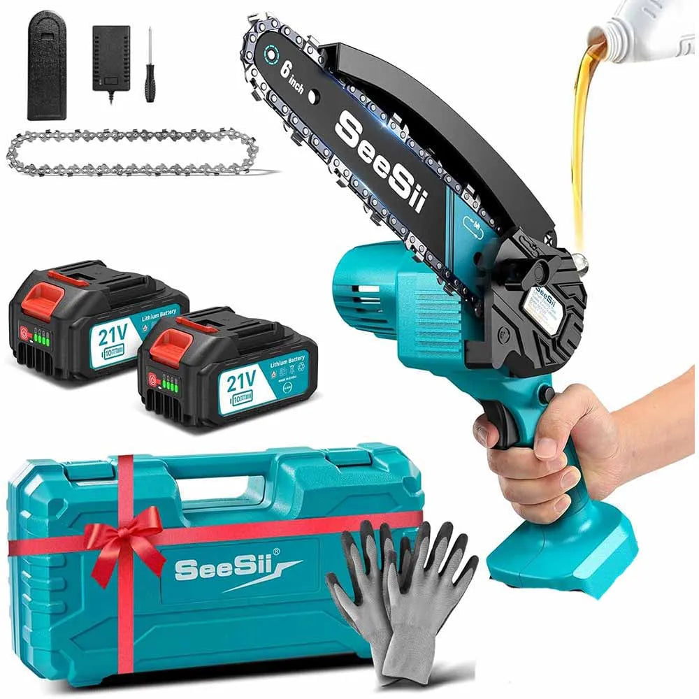 Seesii Cordless Mini Chainsaw Electric Pruning Saw Rechargeable Woodworking