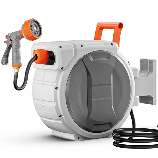 SucceBuy Retractable Garden Hose Reel With 9Pattern Nozzle - Parry's Picks