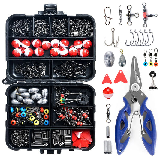 Docooler 263Pcs Fishing Accessories Set With Tackle Box Plier Jig Hooks Swivels - Parry's Picks